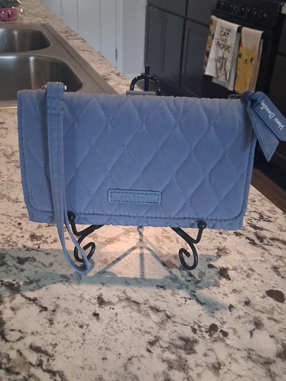 Vera Bradley Quilted Light Blue Wristlet RFID